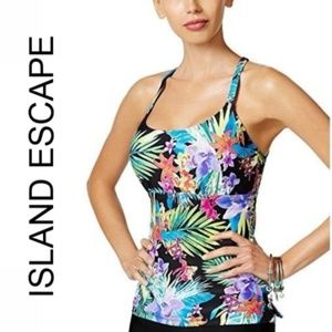 Island Escape Strappy Bust Enhancer Tankini Top